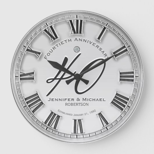 第40回シルバー結婚周年大時計 ラージ壁時計 (正面)