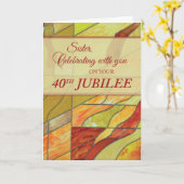 第40回ジュビリー、修道女、ステンドグラス カード (黄色い花)