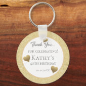 第40回バースデーパーティーは金ゴールドハートキーチェーンを支持 キーホルダー (正面)