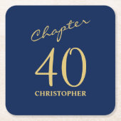 第40回バースデーブルー金ゴールド第40章 スクエアペーパーコースター (正面)