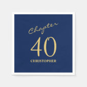 第40回バースデーブルー金ゴールド第40章 スタンダードカクテルナプキン (正面)