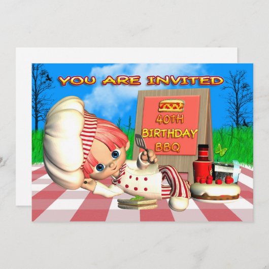 第40回バースデーBBQ招待状 招待状 (正面/裏面)
