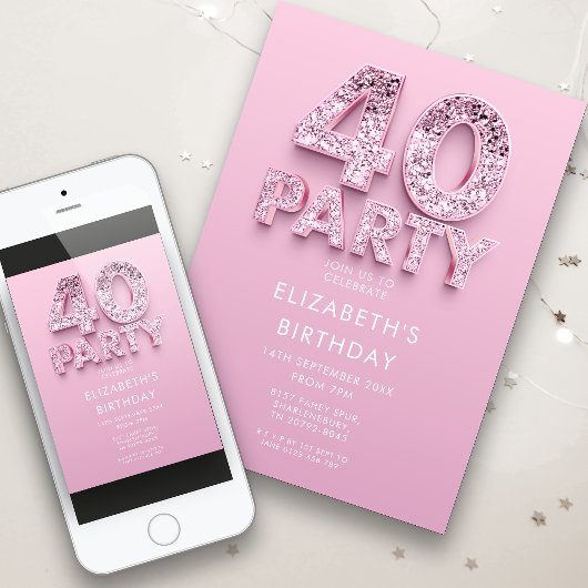 第40回ピンクスパークル誕生日 招待状