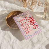 第40回ピンクハンドドローカラフルシャンパン誕生日 招待状