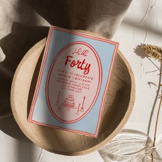 第40回ピンクハ書ンドケ描ーキ予測できな誕生日 招待状