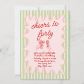 第40回ピンク色描のカラフル誕生日 招待状 (正面)