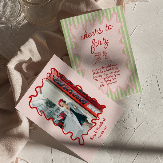 第40回ピンク色描のカラフル誕生日 招待状