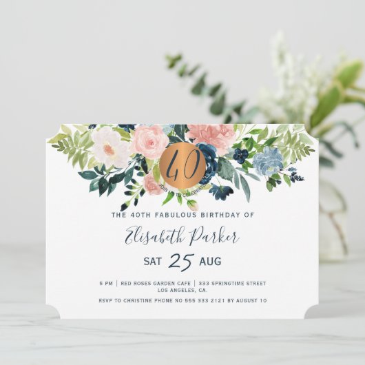 第40回フローラ海軍モダン水彩誕生日パーティー 招待状 (スタンド正面)