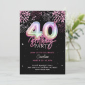第40回モダンピンクフォイルバルーン花火誕生日 招待状 (スタンド正面)