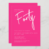 第40回モダン30回ピンクの誕生日パーティー 招待状 (正面/裏面)