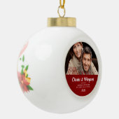 第40回ルビーの結婚アニバーサリー・レッド・ダマスク写真 セラミックボールオーナメント (左)