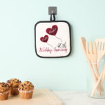 第40回ルビーの結婚ポット保持者 鍋敷き<br><div class="desc">40thパーソナライズされたルビーの記念結婚ポットホルダー白と赤いハート風船。デザインは夫婦の名前の宇宙がある。結婚40年のカップルのためのおもしろい祝と可愛いギフト。マッチングカードやギフトラップも用意。</div>