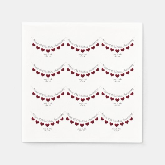 第40回ルビーの結婚記念日のナパーソナライズされたプキン スタンダードカクテルナプキン (正面)