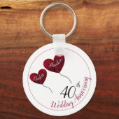 第40回ルビーの結婚記念日赤いハート風船 キーホルダー (正面)