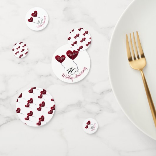 第40回ルビーの結婚記念日赤いハート風船 コンフェッティ (グループ)