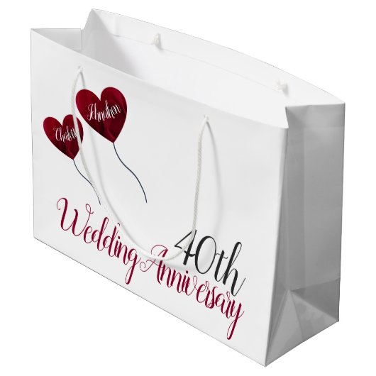 第40回ルビーの結婚記念日赤いハート風船 ラージペーパーバッグ (裏面アングル)