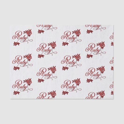 第40回ルビーアニバーサリー文字とホワイトローズ 薄葉紙 (正面)