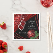 第40回ルビーレッドグリッター・バラ記念日 スタンダードカクテルナプキン (インサイチュ)