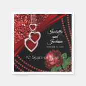 第40回ルビーレッドグリッター・バラ記念日 スタンダードカクテルナプキン (正面)