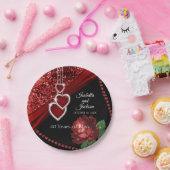 第40回ルビーレッドグリッター・バラ記念日 ペーパープレート (パーティー)