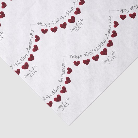 第40回ルビー結婚記念日パーソナライズされた紙 薄葉紙 (詳細)