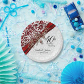 第40回ルビー赤と白結婚記念日 ペーパープレート (パーティー)