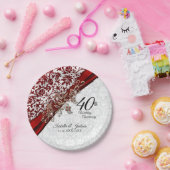第40回ルビー赤と白結婚記念日 ペーパープレート (パーティー)