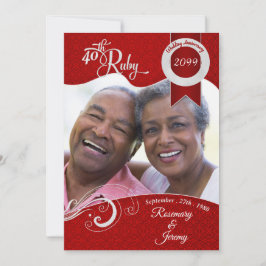 第40回ルビー鮮やかレッドダマスクのカスタム写真 招待状