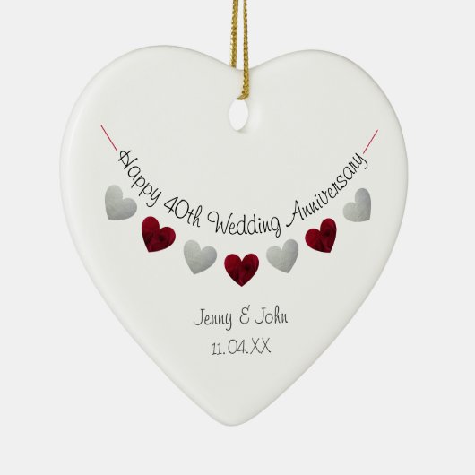 第40回ルビ結婚ー記念日のハートオーナメント セラミックオーナメント (右)