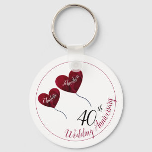 第40回ルビ結婚ー記念赤いハート気球 キーホルダー