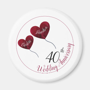第40回ルビ結婚ー記念赤いハート気球 マグネット