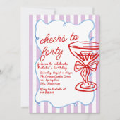 第40回手描きシャンパカラフルンガラス誕生日 招待状 (正面)