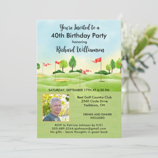 第40回男子バースデーパーティー写真ゴルフ 招待状 (スタンド正面)