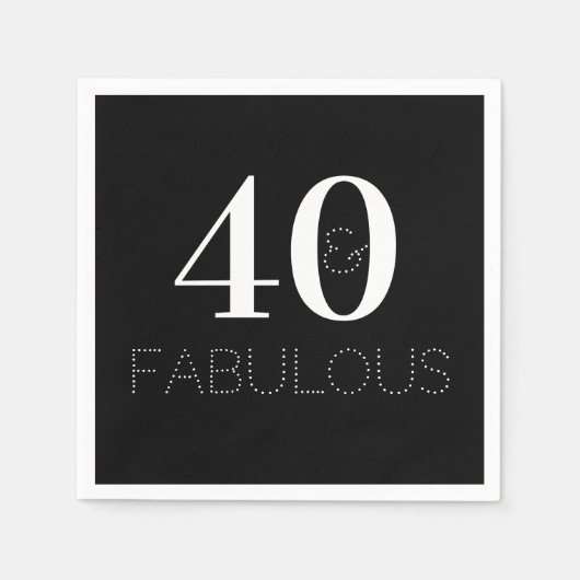 第40回誕生日の白黒バースデーパーティー スタンダードカクテルナプキン (正面)