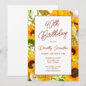 第40回誕生日ひまわりモダンフローラ 招待状 (正面/裏面)