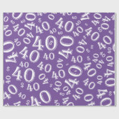 第40回誕生日パープル&ホワイトナンバーパターン40 ラッピングペーパー (フラット)