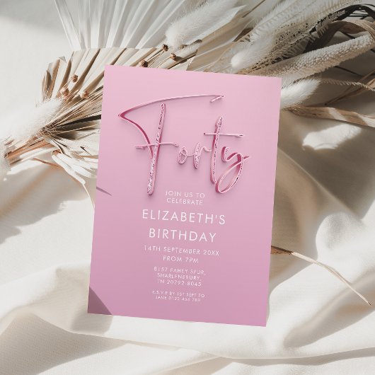 第40回誕生日ピンクグリッツ 招待状