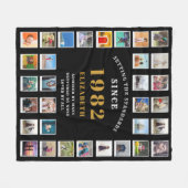 第40回誕生日家族フォトコラージュ32写真 フリースブランケット (正面(横))