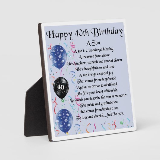 第40回誕生日息子の詩プラーク フォトプラーク (正面)