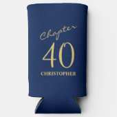 第40回誕生日第40章青金ゴールド スリム缶クーラー (正面)