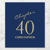 第40回誕生日第40章青金ゴールド ワインラベル (シングルラベル)