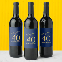 第40回誕生日第40章青金ゴールド ワインラベル