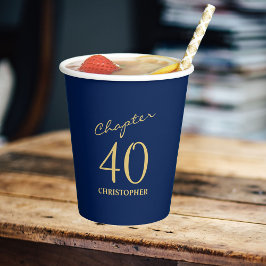 第40回誕生日第40章青金ゴールド 紙コップ