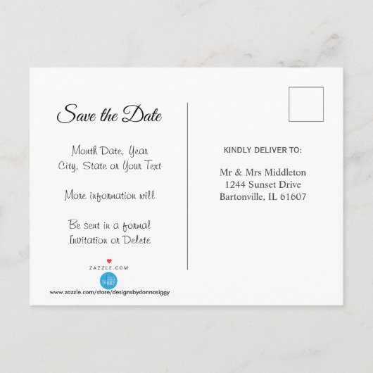 第40回赤いグリッターとバラ記念日 – 日付を保存 案内ポストカード (裏面)