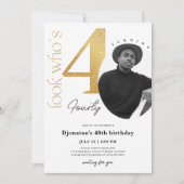 第40回金ゴールド誕生日招待状(写真あり) 招待状 (正面)