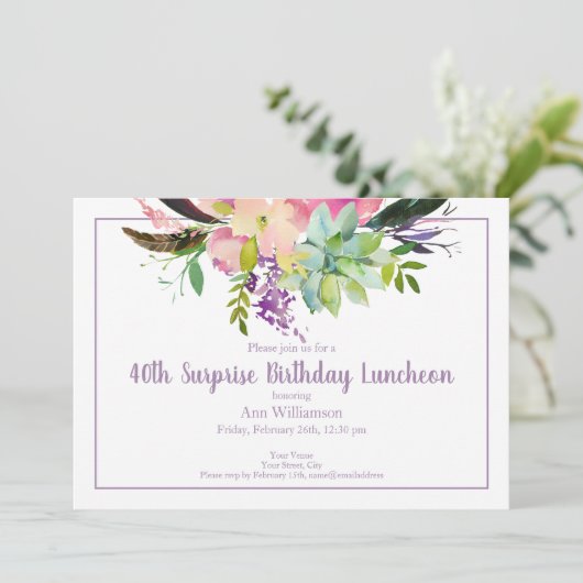 第40回驚きの花多肉性誕生日 招待状 (スタンド正面)