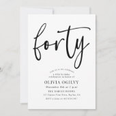 第40回B&W誕生日パーティスクモダンリプトタイポグラフィ 招待状 (正面)