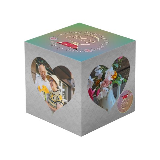 第40回Rubyの周年記念結婚ハートフレーム フォトキューブ (裏面アングル)