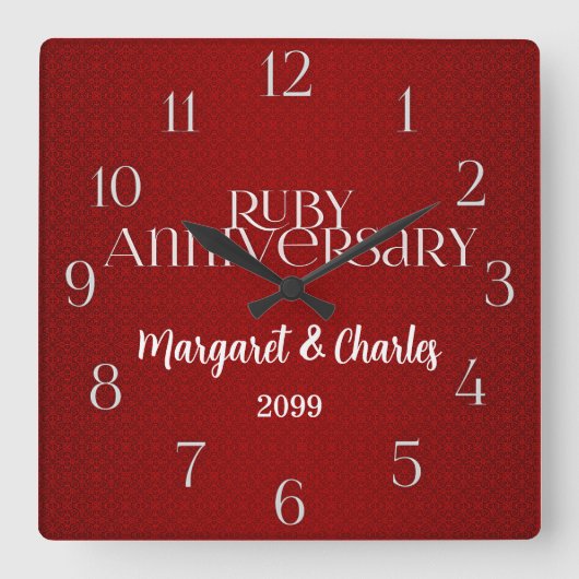 第40回Rubyの結婚アニバーサリー名 スクエア壁時計 (正面)