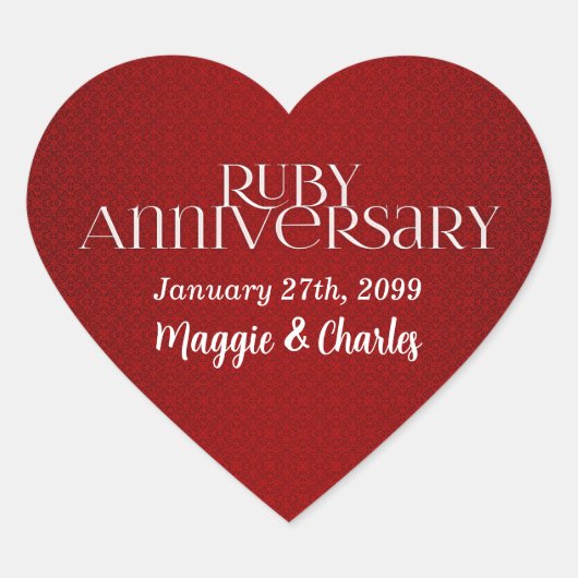 第40回Rubyの結婚アニバーサリー名 ハートシール (正面)